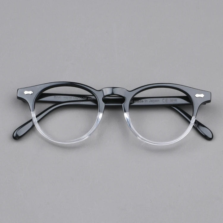 Black Mask Unisex Full Rim Acetate Round Eyeglasses Nn002 Full Rim Black Mask Black-Crystal  