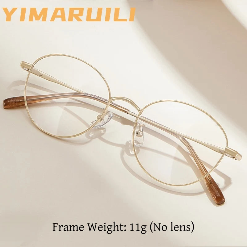 Yimaruili Unisex Full Rim Round Pure Titanium Eyeglasses 58272 — view 1 | Yimaruili at FuzWeb