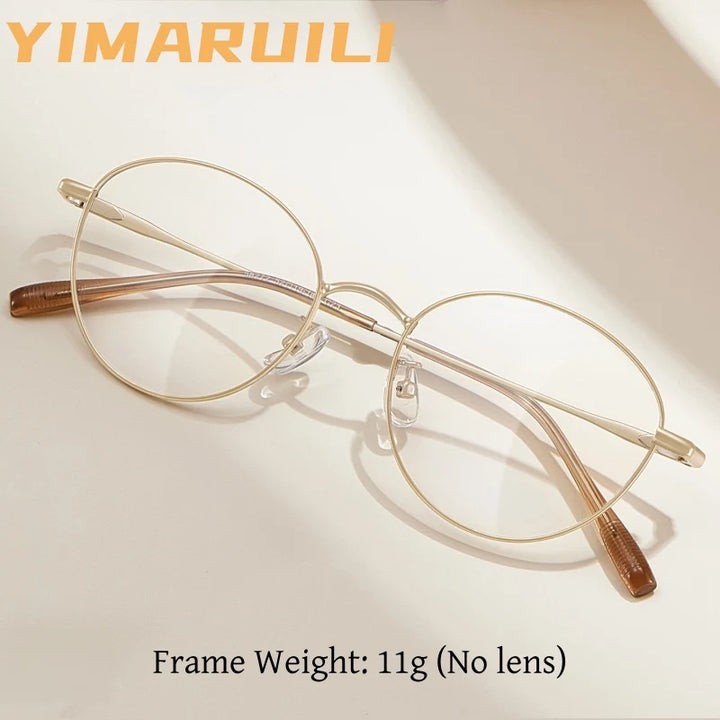 Yimaruili Unisex Full Rim Round Pure Titanium Eyeglasses 58272 — view 1 | Yimaruili at FuzWeb