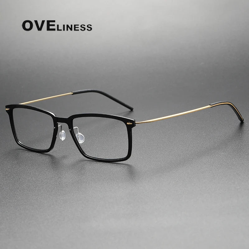 Oveliness Unisex Full Rim Square Acetate Titanium Eyeglasses 396528