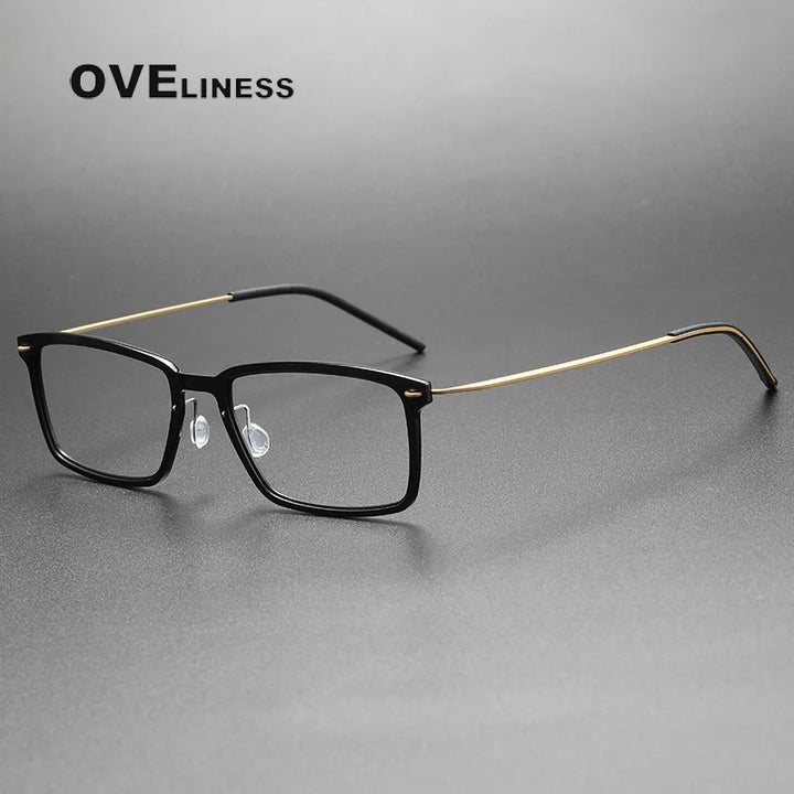 Oveliness Unisex Full Rim Square Acetate Titanium Eyeglasses 396528