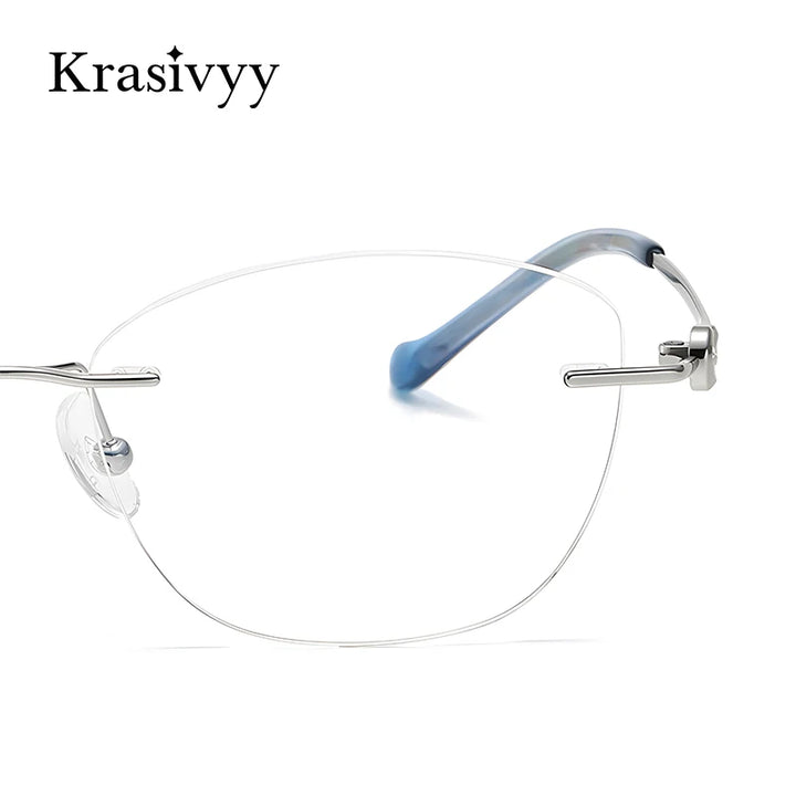 Krasivyy Women's Rimless Oval Square Titanium Eyeglasses 6003 Rimless Krasivyy   