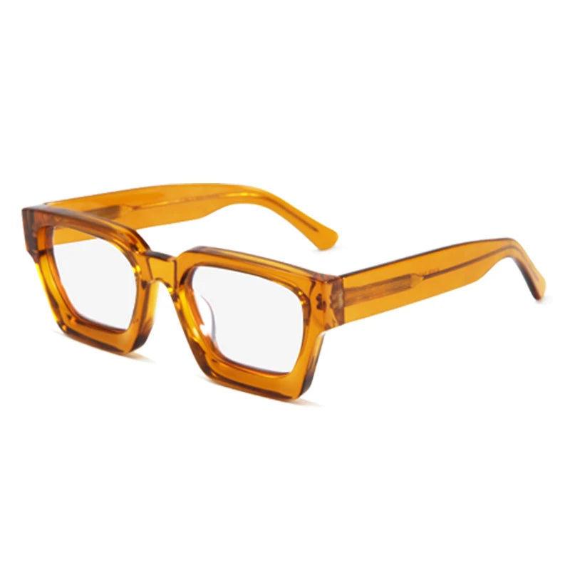 Gatenac Unisex Full Rim Thick Square Acetate Eyeglasses Gxyj1472 Full Rim Gatenac Orange  