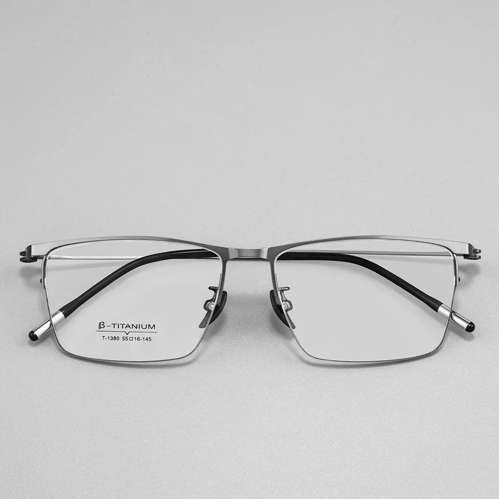 Gmei Optical T1380X men's semi-rimless square alloy prescription eyeglasses