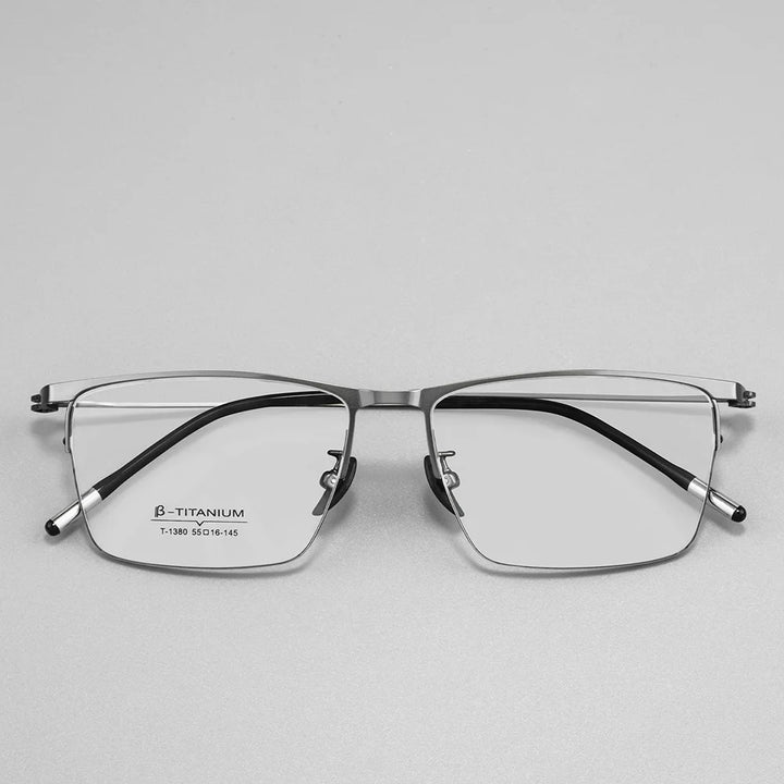 Gmei Optical T1380X men's semi-rimless square alloy prescription eyeglasses