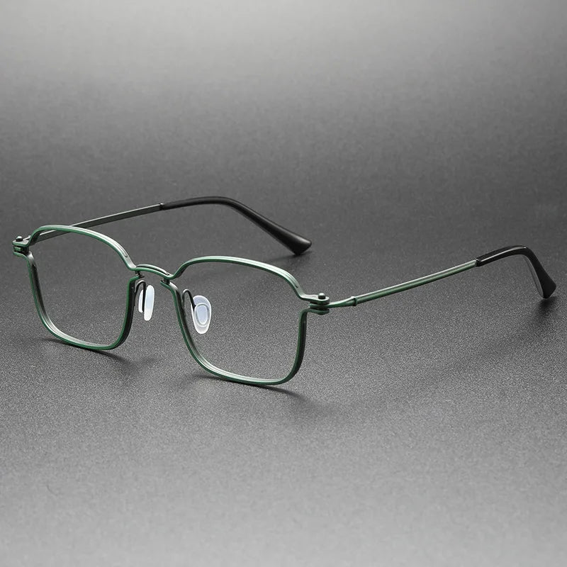 Yimaruili Unisex Full Rim Square Titanium Eyeglasses 5898 Full Rim Yimaruili Eyeglasses Green