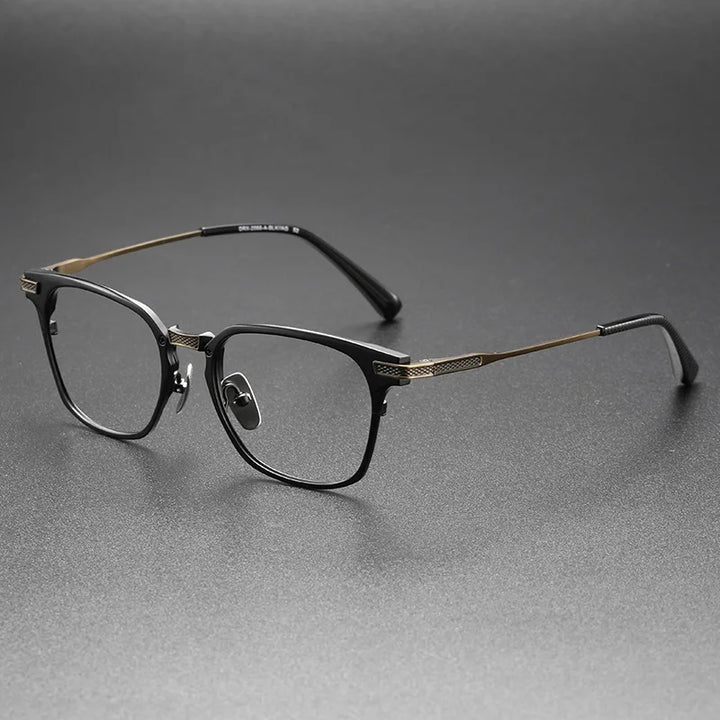 Aimee Men's Full Rim Square Titanium Eyeglasses 2068 Full Rim Aimee Black-Bronze  