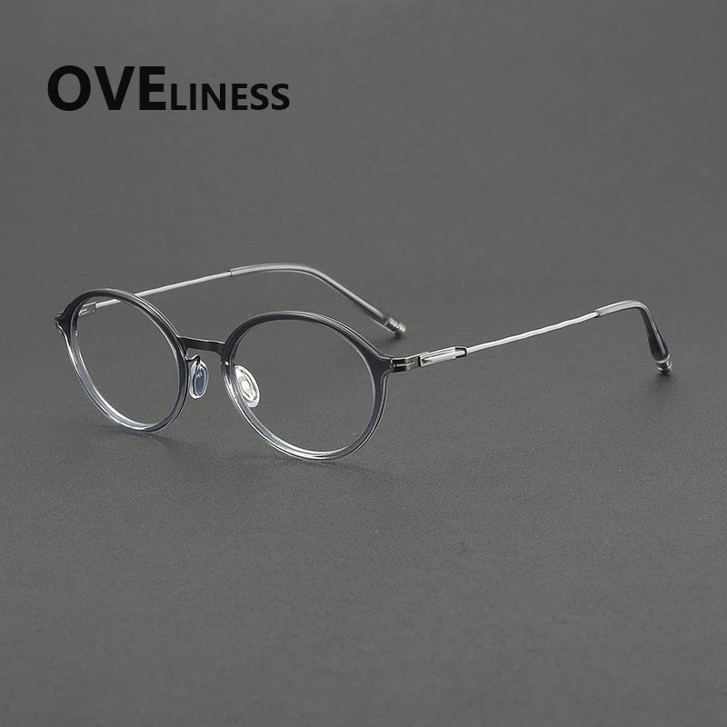 Oveliness Women's Full Rim Oval Acetate Titanium Eyeglasses 202515