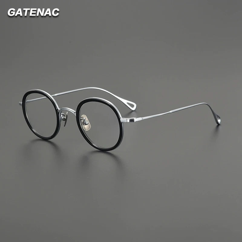 Gatenac Women's Full Rim Oval Square Acetate Titanium Eyeglasses G1583