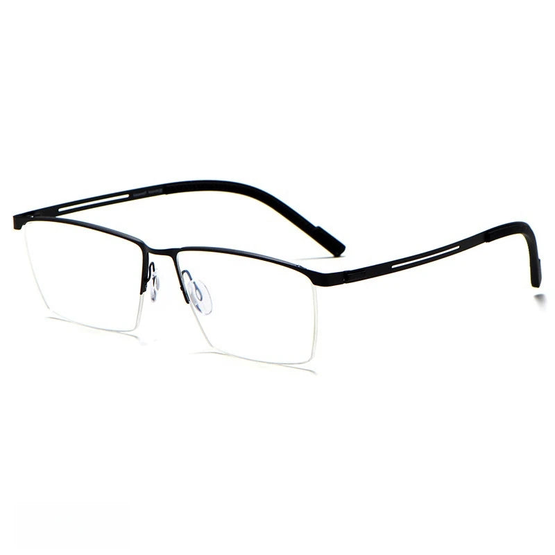 Yimaruli Unisex Semi Rim IP Titanium Square Eyeglasses 122As Semi Rim Yimaruili Eyeglasses Black  