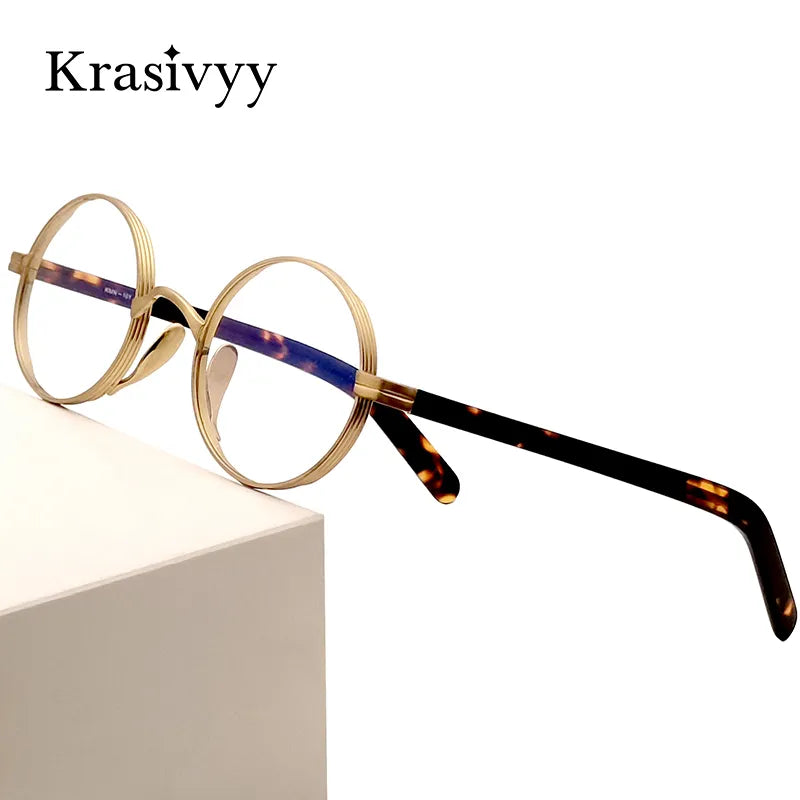 Krazivyy Men's Full Rim Small Round Titanium Eyeglasses Kr101 Full Rim Krasivyy   