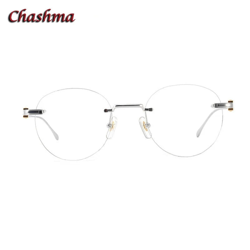 Chashma Ochki Unisex Rimless Round Titanium Eyeglasses 0293 Rimless Chashma Ochki   