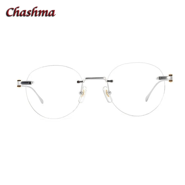 Chashma Ochki Unisex Rimless Round Titanium Eyeglasses 0293 Rimless Chashma Ochki   
