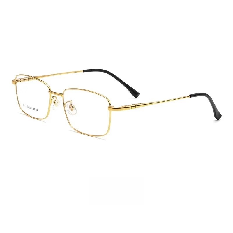 Yimaruili Men's Full Rim Square Titanium Eyeglasses Mc82208 Full Rim Yimaruili Eyeglasses Gold  