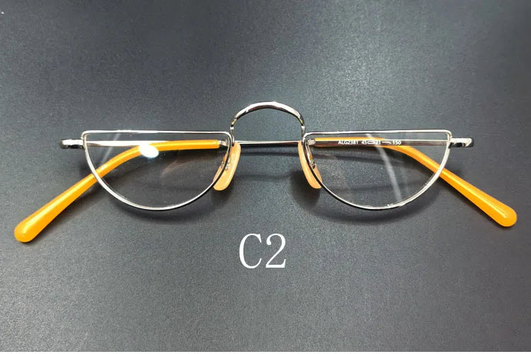 Yujo Unisex Semi Rim Cat-Eye Pure Titanium Eyeglasses 01 — view 3 | Yujo at FuzWeb