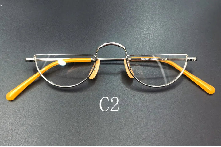 Yujo Unisex Semi Rim Cat-Eye Pure Titanium Eyeglasses 01 — view 3 | Yujo at FuzWeb