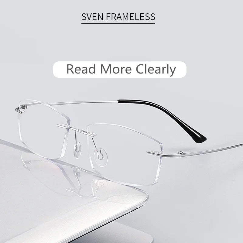 Kocolior Unisex Rimless Square Titanium Hyperopic Reading Glasses 8161 Reading Glasses Kocolior   