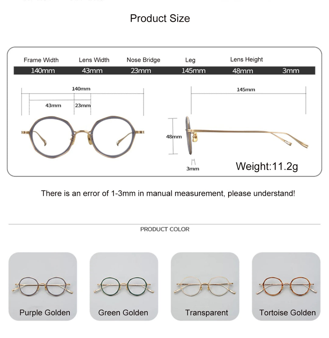 Aimee Unisex Full Rim Polygon Round Titanium Acetate Eyeglasses 8135 Full Rim Aimee   