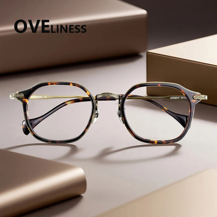Oveliness Unisex Full Rim Oval Acetate Titanium Eyeglasses 926010