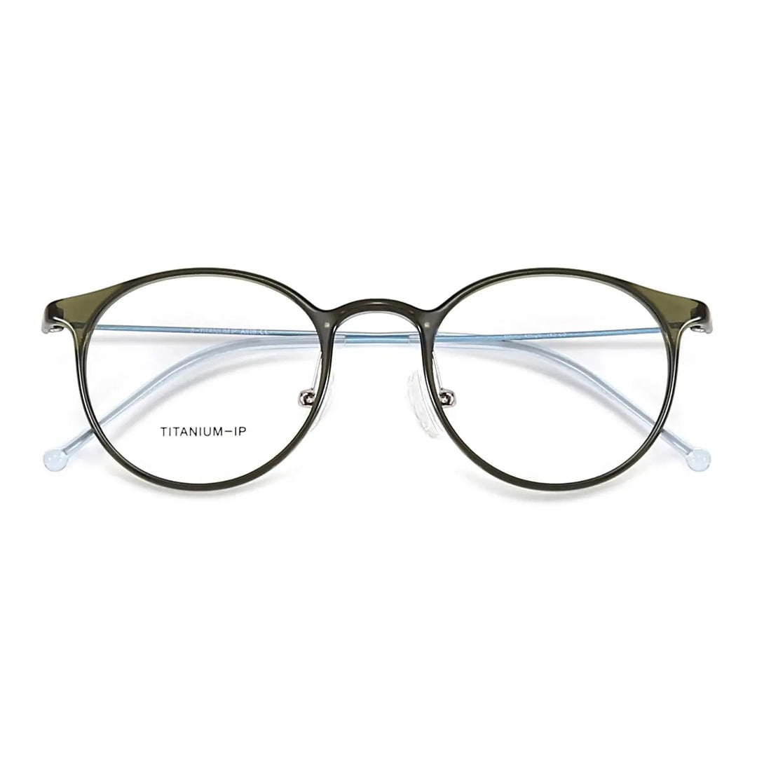 Bobbie 806200 Full Rim Women’s Polygon Round Acetate Titanium Frames FuzWeb