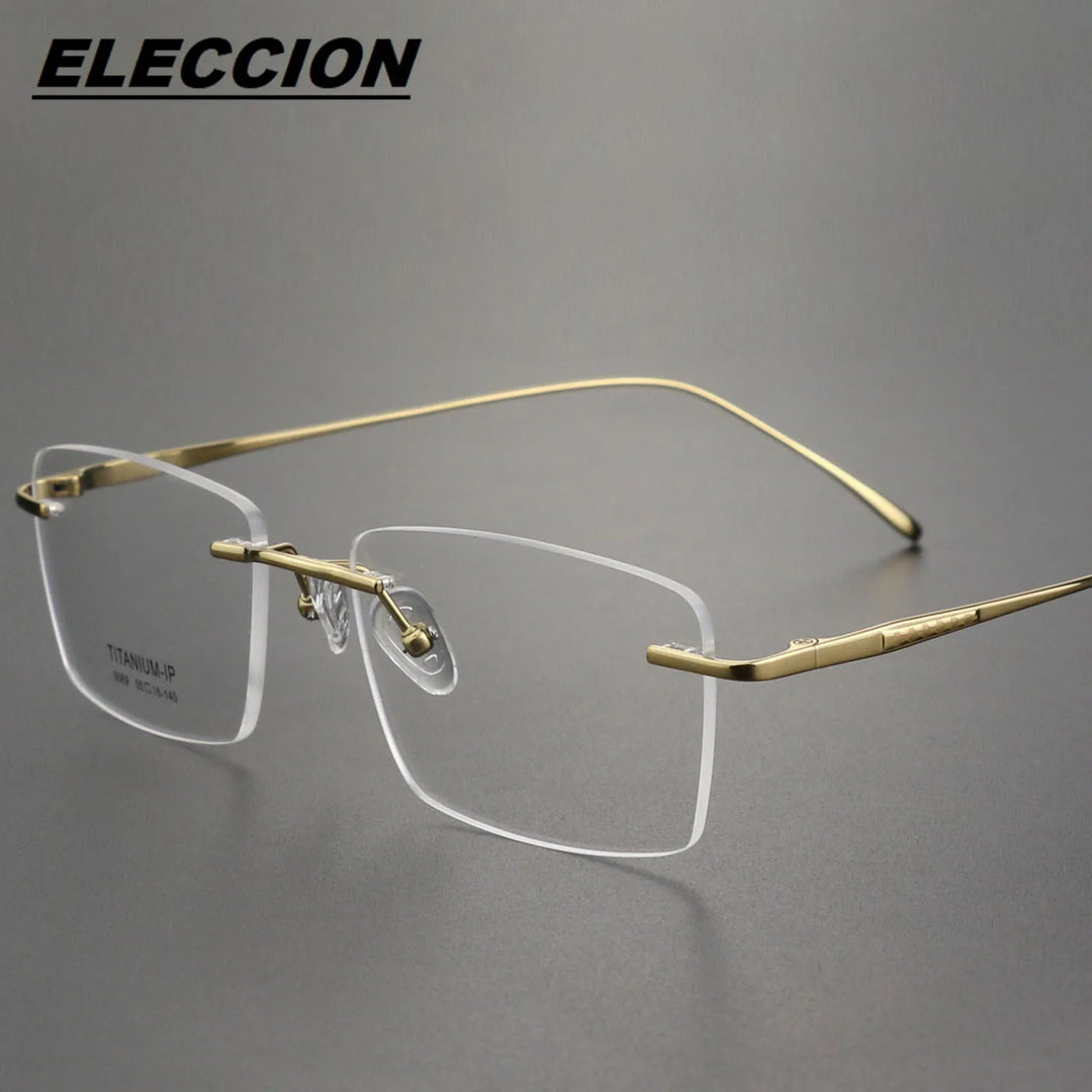 Eleccion Women's Rimless Square Titanium Eyeglasses 9069