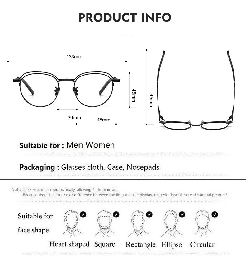 Aimee Unisex Full Rim Round Square Titanium Eyeglasses 19951 Full Rim Aimee   