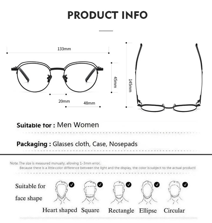 Aimee Unisex Full Rim Round Square Titanium Eyeglasses 19951 Full Rim Aimee   