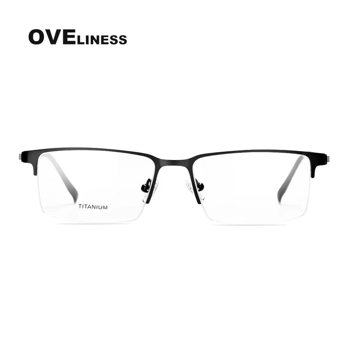 Oveliness Men's Semi Rim Square Titanium Alloy Eyeglasses 8840 Semi Rim Oveliness black  