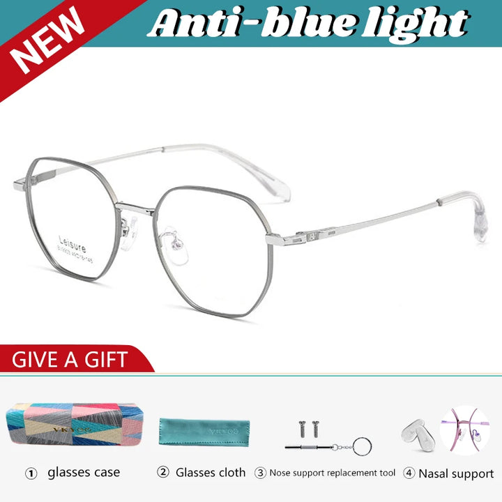 Vicky Unisex Youth's Full Rim Polygon Titanium Reading Glasses 629903
