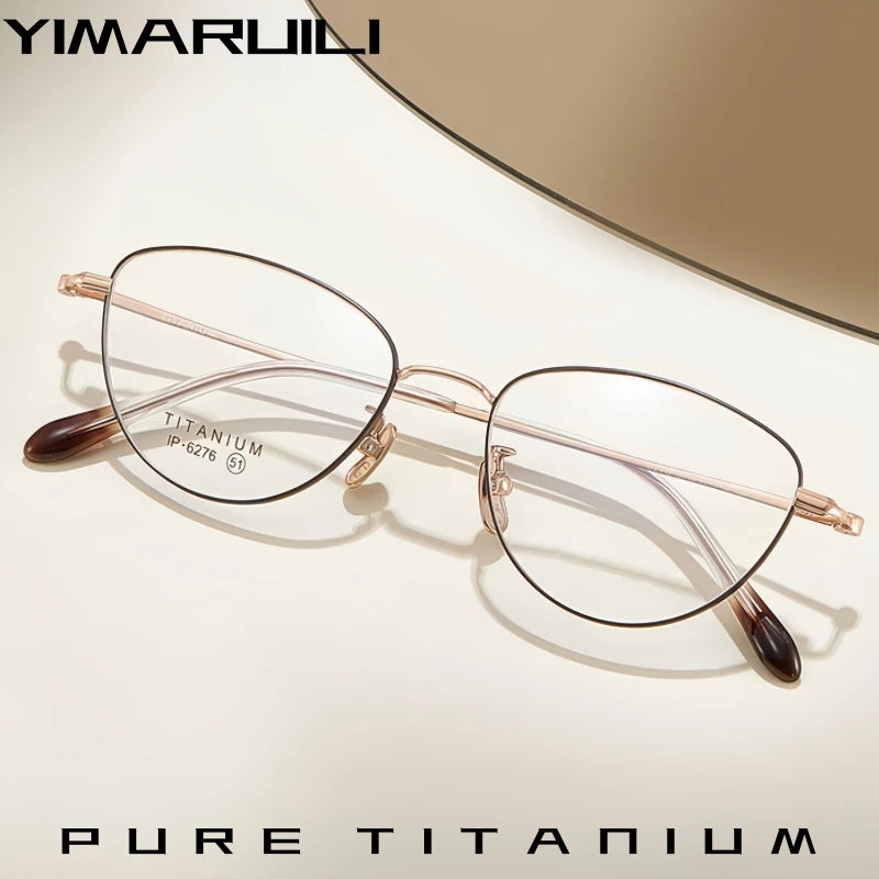 Yimaruili Women's Full Rim Oval Cat Eye Titanium Eyeglasses 62761