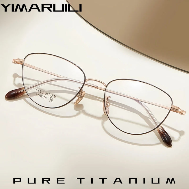 Yimaruili Women's Full Rim Oval Cat Eye Titanium Eyeglasses 62761