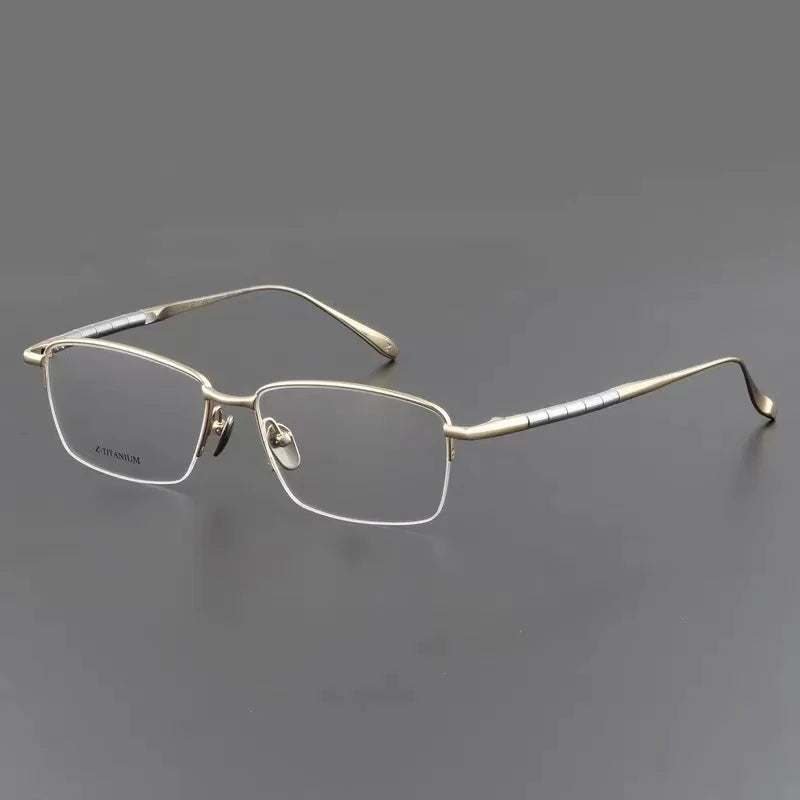 Aimee Men's Semi Rim Square Titanium Eyeglasses 27018 Semi Rim Aimee   