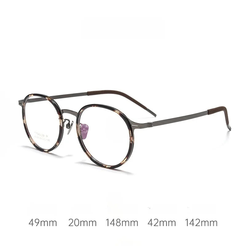 Momoja Unisex Full Rim Flat Top Round Titanium Tr 90 Eyeglasses 26061