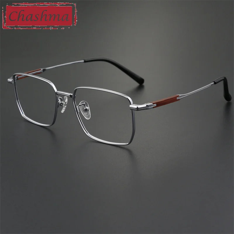 Chashma Unisex Full Rim Square Titanium Sandalwood Eyeglasses 882304