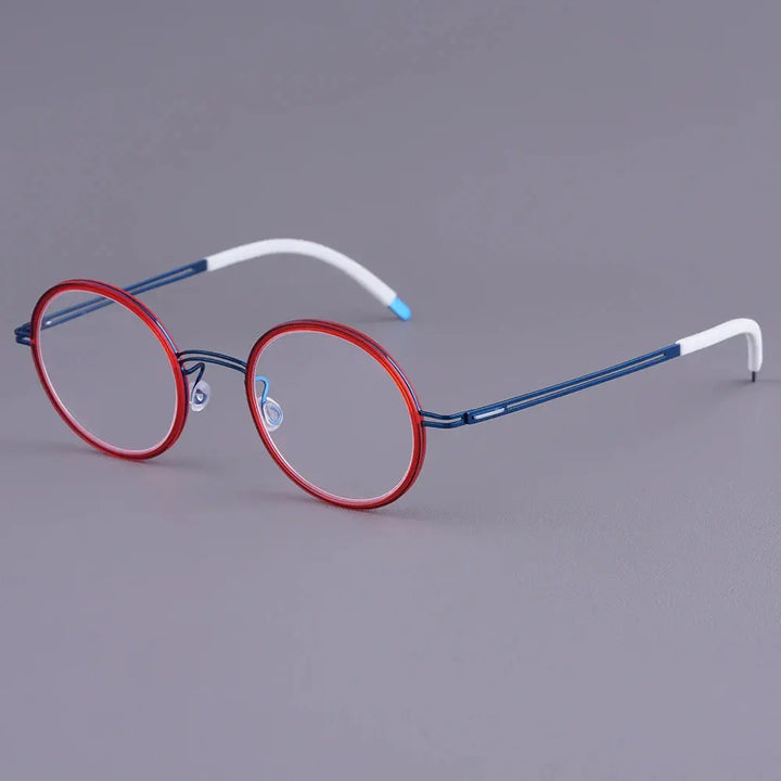 Bobbie 471972 Women’s Screwless Acetate Full Rim Round Titanium Frames FuzWeb