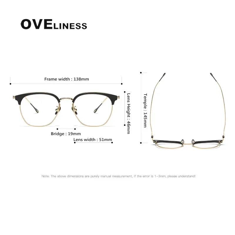 Oveliness Unisex Full Rim Square Titanium Acetate Eyeglasses 80898 Full Rim Oveliness   