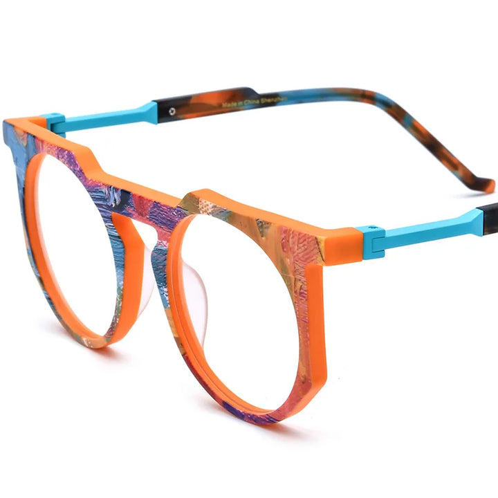 Nobler Unisex Full Rim Flat Top Round Titanium Eyeglasses 19399