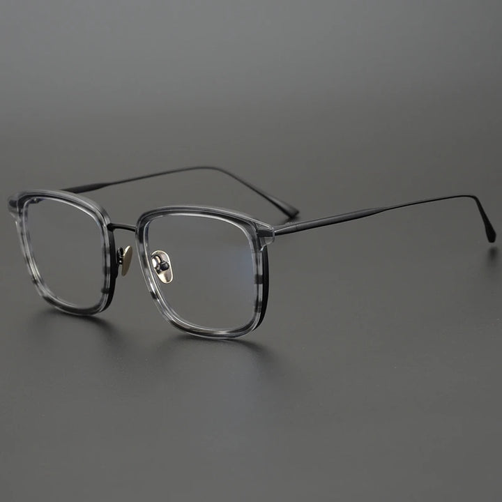 Black Mask Unisex Full Rim Square Acetate Titanium Eyeglasses Kj40 Full Rim Black Mask Gray  