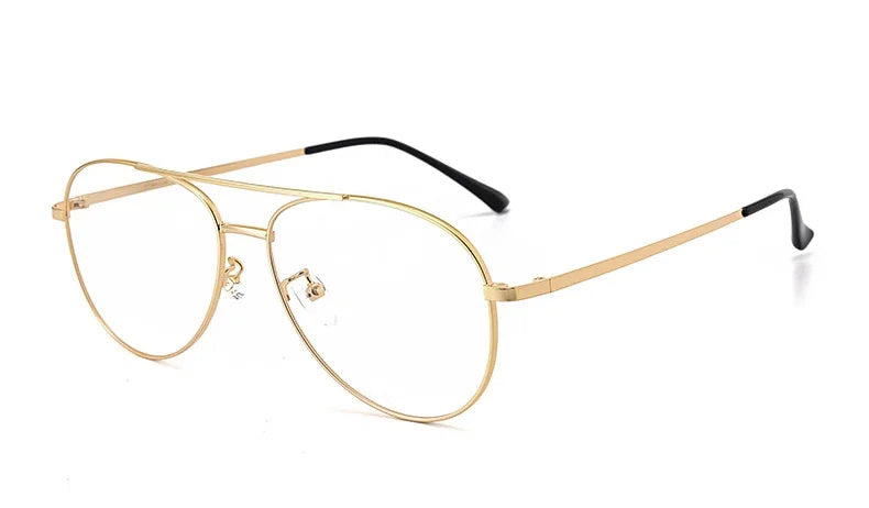 Aror Unisex Full Rim Oval Double Bridge Titanium Eyeglasses 48361 Full Rim Aror Gold