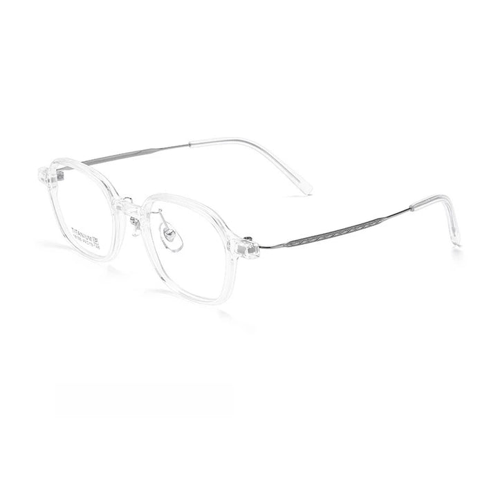 Yimaruili Unisex Full Rim Polygon Tr 90 Titanium Eyeglasses  Y16105 Full Rim Yimaruili Eyeglasses Transparent Gun  