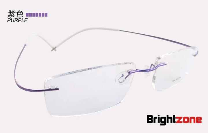 Brightzone Women's Rimless Square Screwless Titanium Eyeglasses 713530 Rimless Brightzone Purple