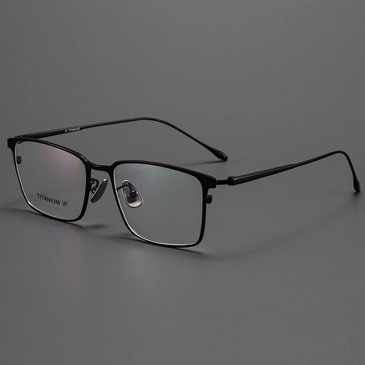 Yimaruili Men's Full Rim Square Titanium Eyeglasses Y0955 Full Rim Yimaruili Eyeglasses Black  