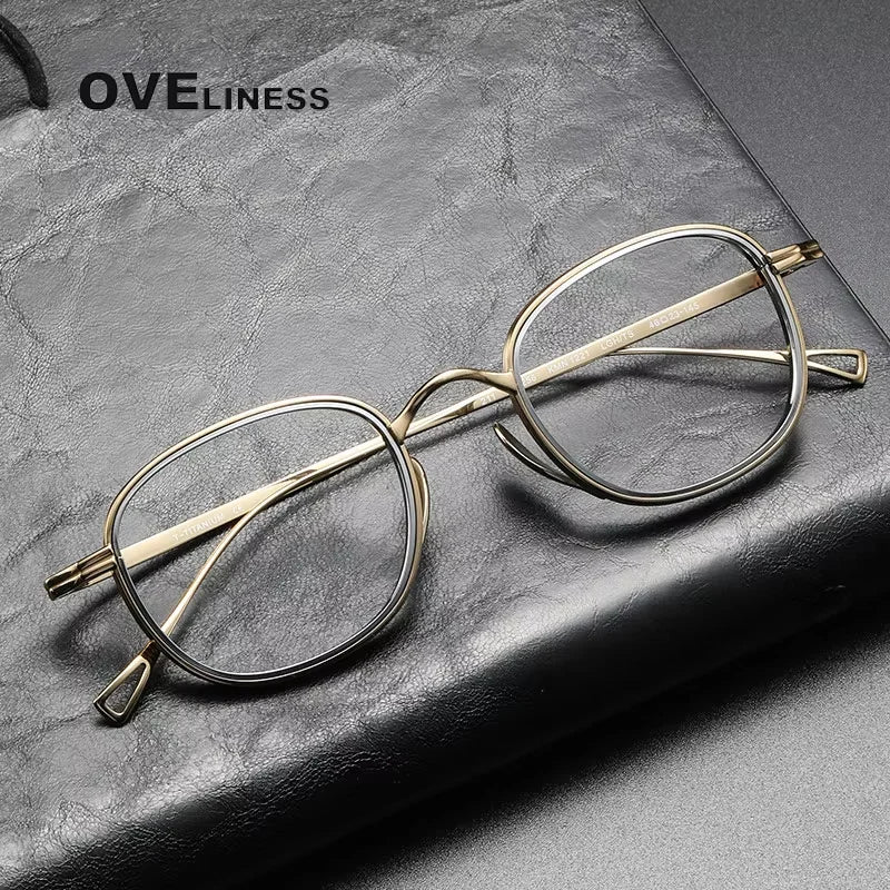 Oveliness Unisex Full Rim Square Titanium Acetate Eyeglasses 41221 Full Rim Oveliness   