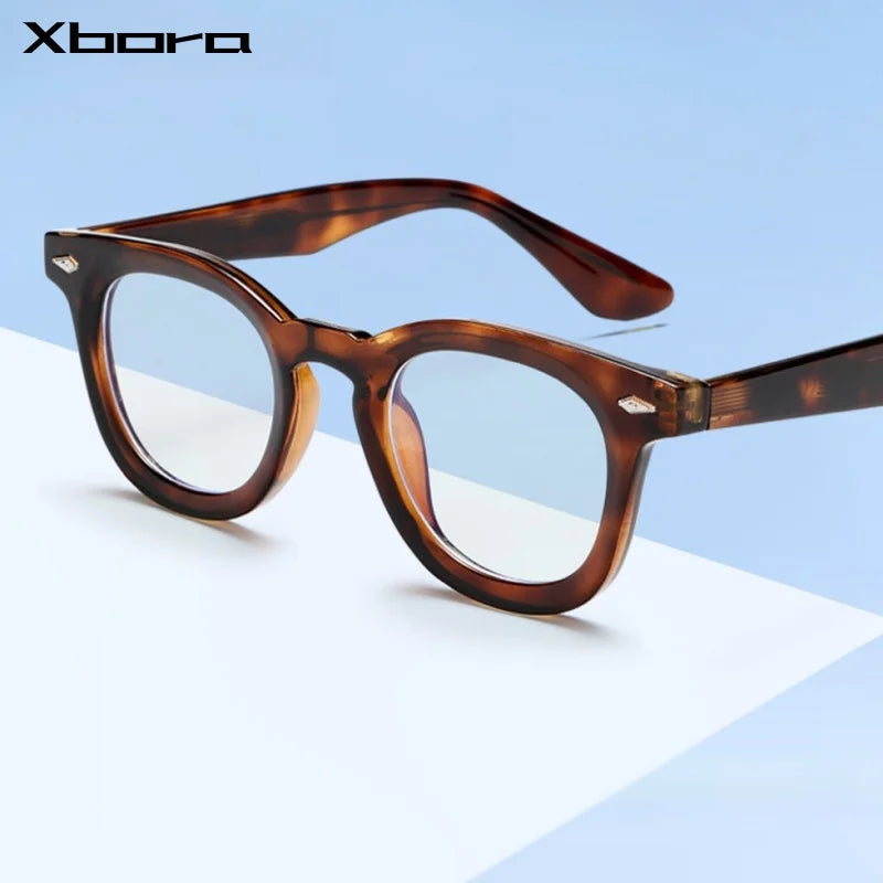 Xbora Unisex Full Rim Square Round Tr 90 Alloy Eyeglasses 542530