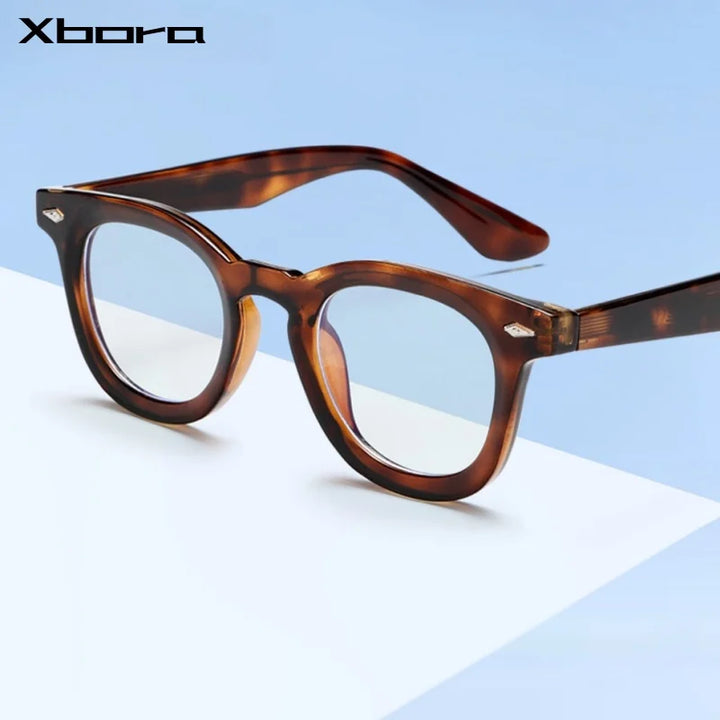 Xbora Unisex Full Rim Square Round Tr 90 Alloy Eyeglasses 542530