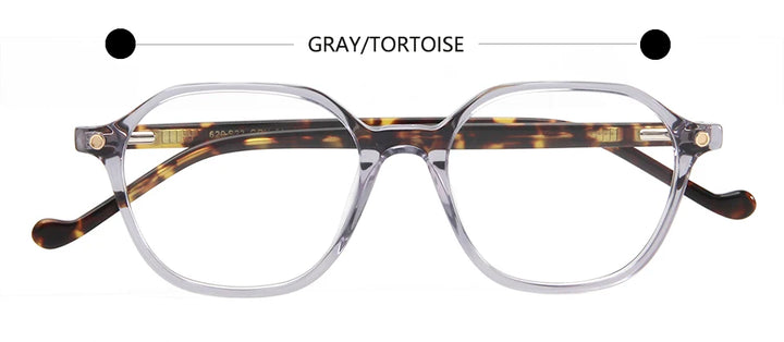 Esnbie Unisex Full Rim Square Polygon Acetate Eyeglasses 62023 Full Rim Esnbie Gray tortoise  