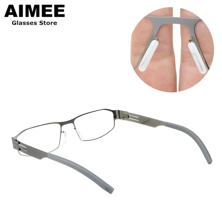 Aimee Unisex Full Rim Square Oval Screwless Steel Eyeglasses 1174