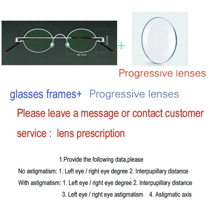 Yujo Unisex Full Rim Oval Screwless Stainless Steel Eyeglasses 4233 Full Rim Yujo Progressive lenses CHINA