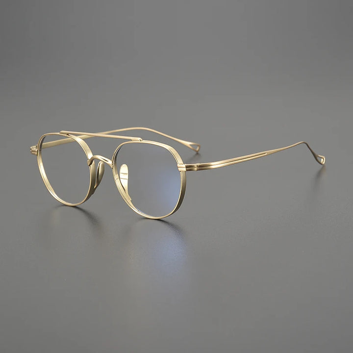 Black Mask Unisex Full Rim Oval Double Bridge Titanium Eyeglasses Bk9503 Full Rim Black Mask Gold  