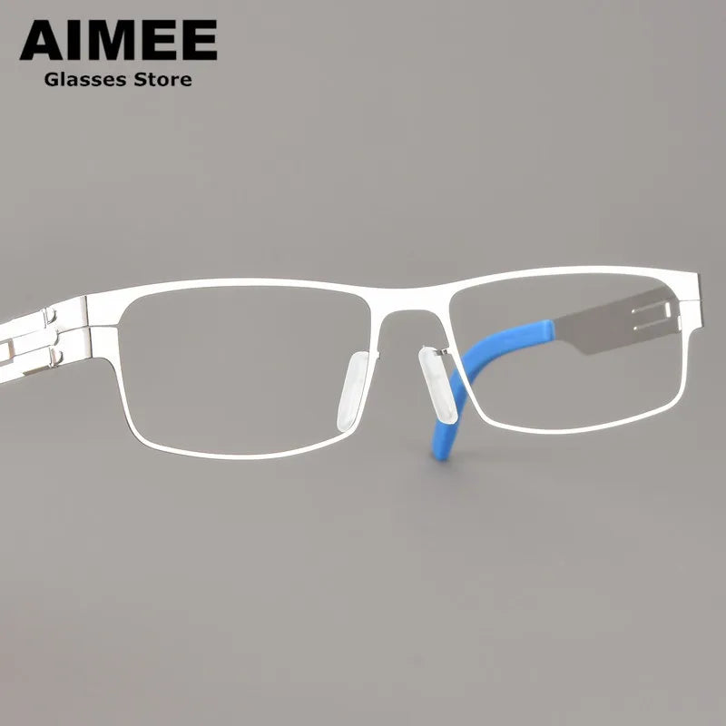 Aimee Women's Full Rim Square Screwless Steel Eyeglasses 13517 Full Rim Aimee Silver  